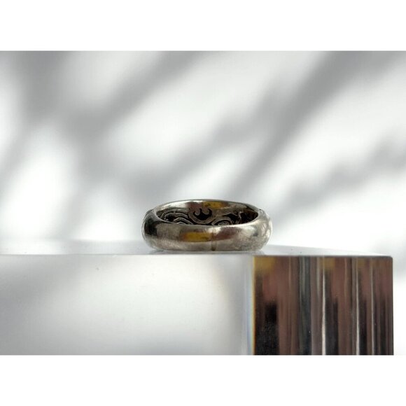 4 Leaf Clover Domed Hand Carved Victorian Sterling Silver 925 Vintage Ring sz 7 - Picture 5 of 9